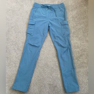 Blue cargo pants excellent condition. Smoke free home. Never dried on a dryer.